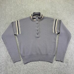 Vintsge Meister Womens Sweater 38 Gray 100% New Wool Mock‎ Neck Snap Pullover